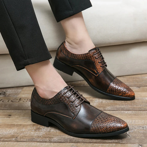 Men's Fashion Derby Shoes Lace-Up Business Office Dress Shoes for Weddings and Formal Events